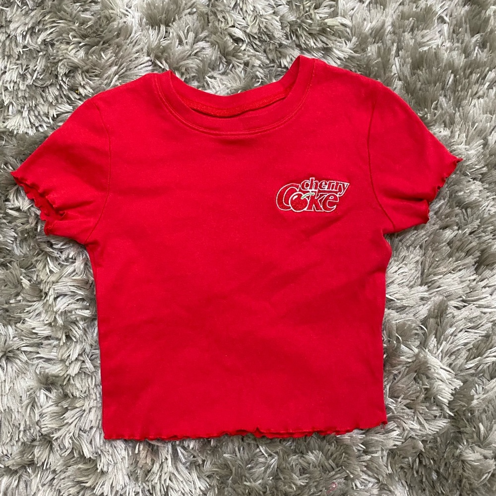 COCA COLA cropped lettuce hem top NWOT